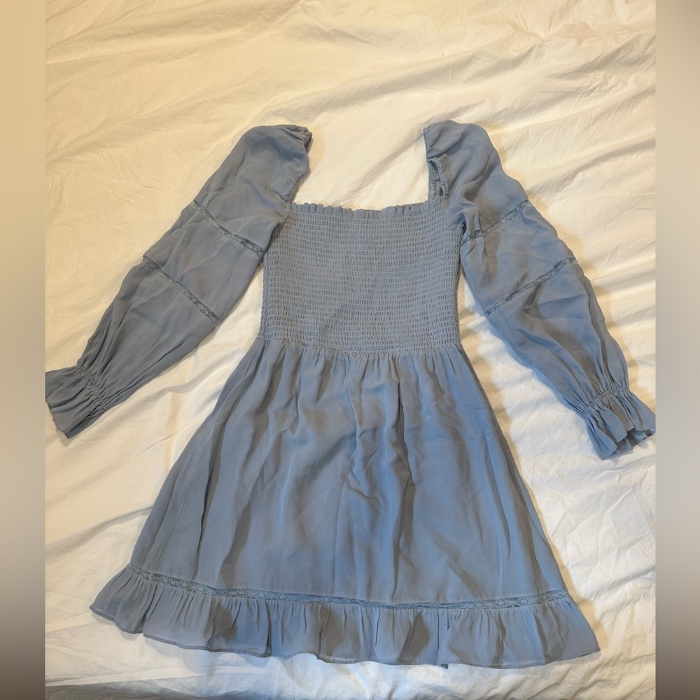 Reformation blue lace puff sleeve dress